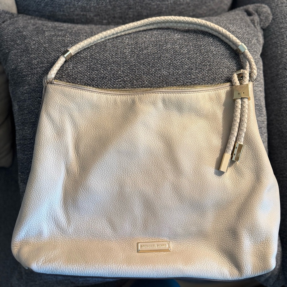 Michael Kors Cream Leather Hobo Shoulder Bag